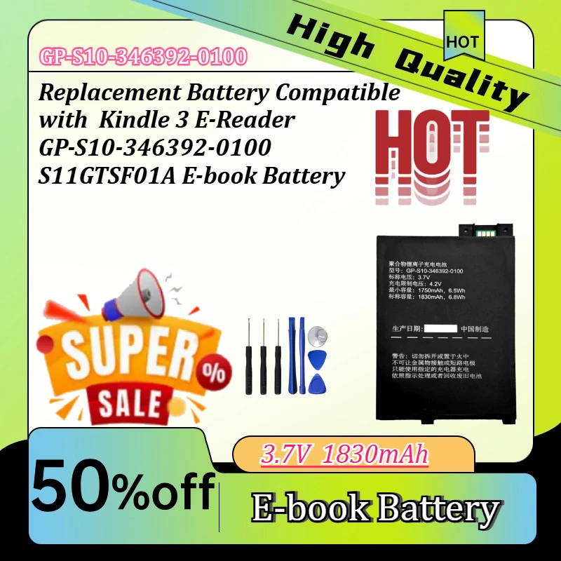 Replacement Battery Compatible with  Kindle 3 E-Reader GP-S10-346392-0100 S11GTSF01A E-book Battery