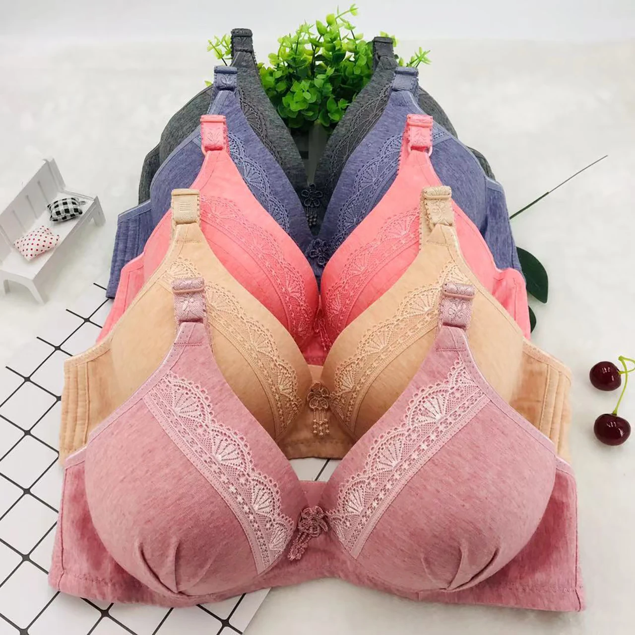 B Cup Comfortable Middle-aged And Elderly People Push Up Underwear Mom Women Sexy Bra Skin-friendly Soft Fit Top Cotton Bralette