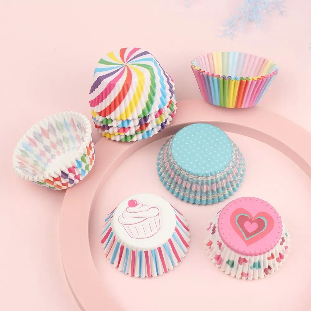 100pcs Colorful Cupcake Liners Greaseproof Paper Standard Size Baking Cups Nonstick Molds Food Grade Muffin Liners