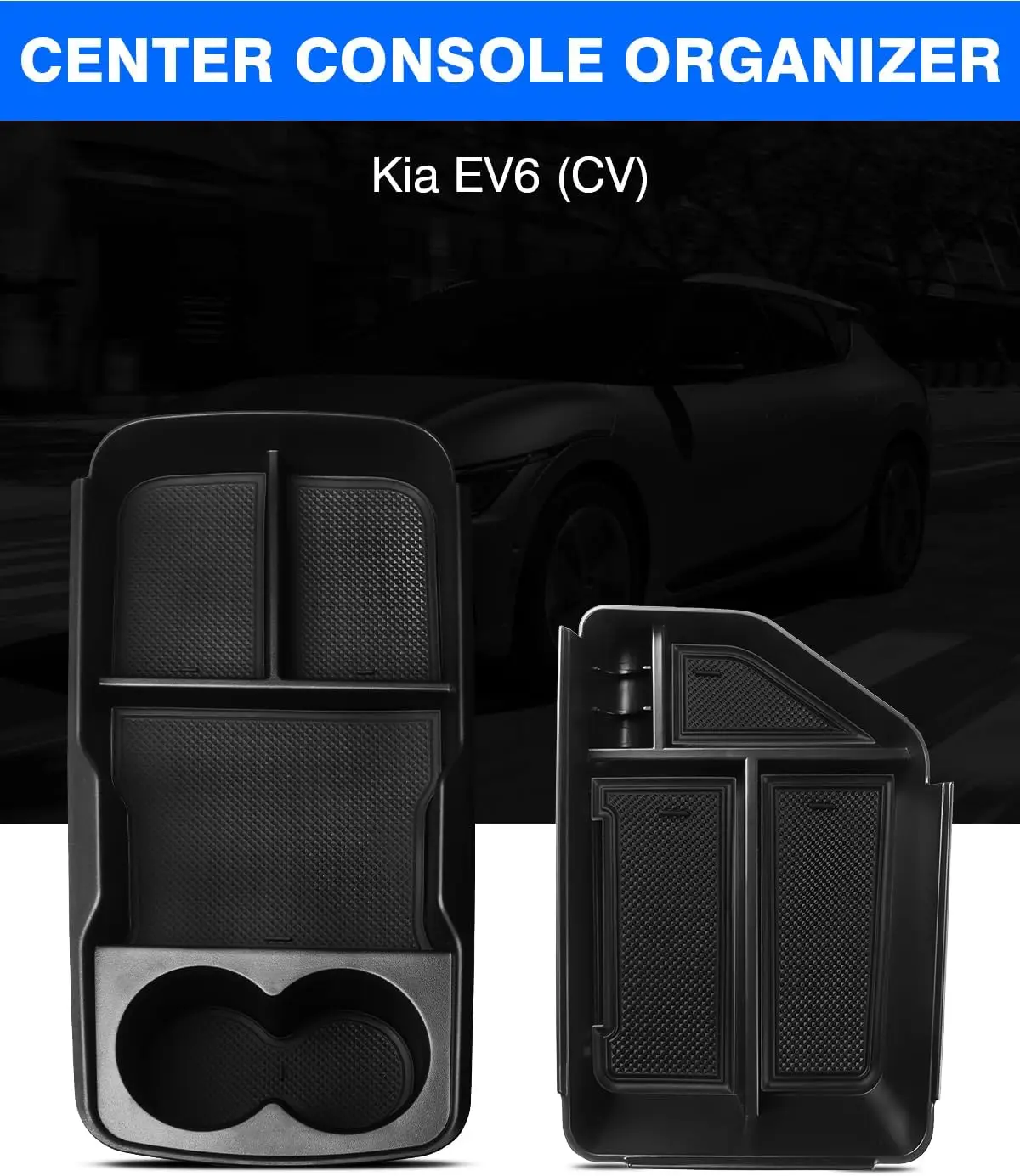 2PCS Center Console Organizer For Kia EV6 2022-2026 Armrest Storage Box Insert Tray Interior Accessories Bottom Organizer