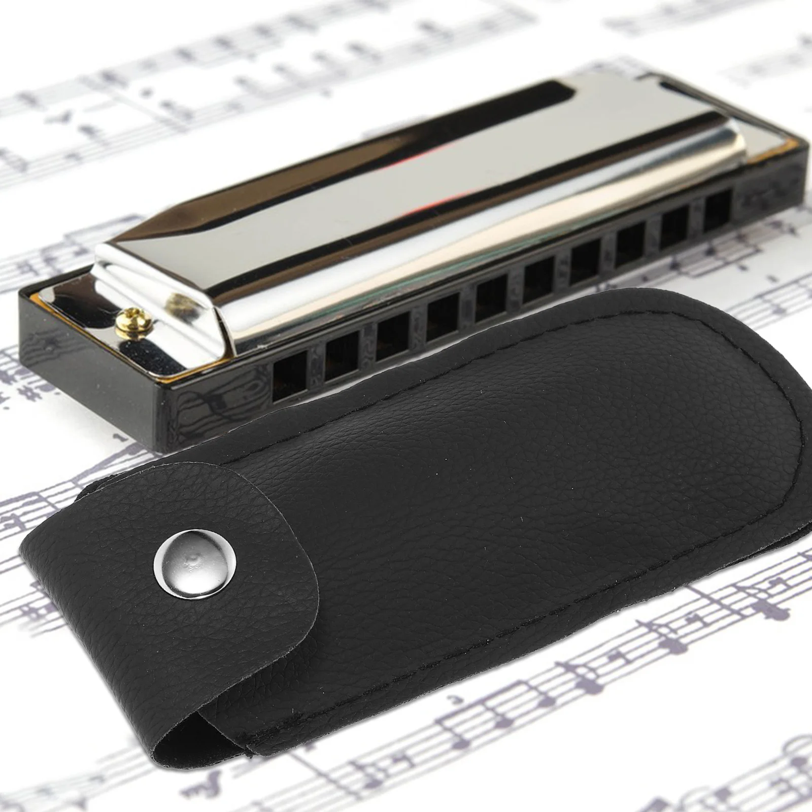 

Harmonica Case Single Holder Portable Storage Pouch Stand-up Black Harmonicas