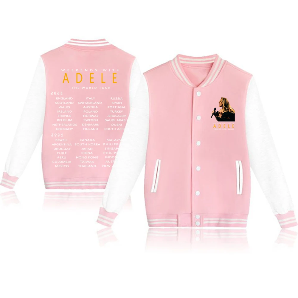 Adele Munich Tour Cappotto uniforme da baseball Giacca moda casual Felpa con cappuccio da uomo