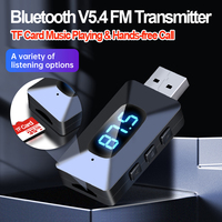 Bluetooth 5.4 FM Transmitter 3.5mm AUX & TF Card Playing Wireless Audio Adapter Hands-Free Calling With MIC HIFI For Car Radio