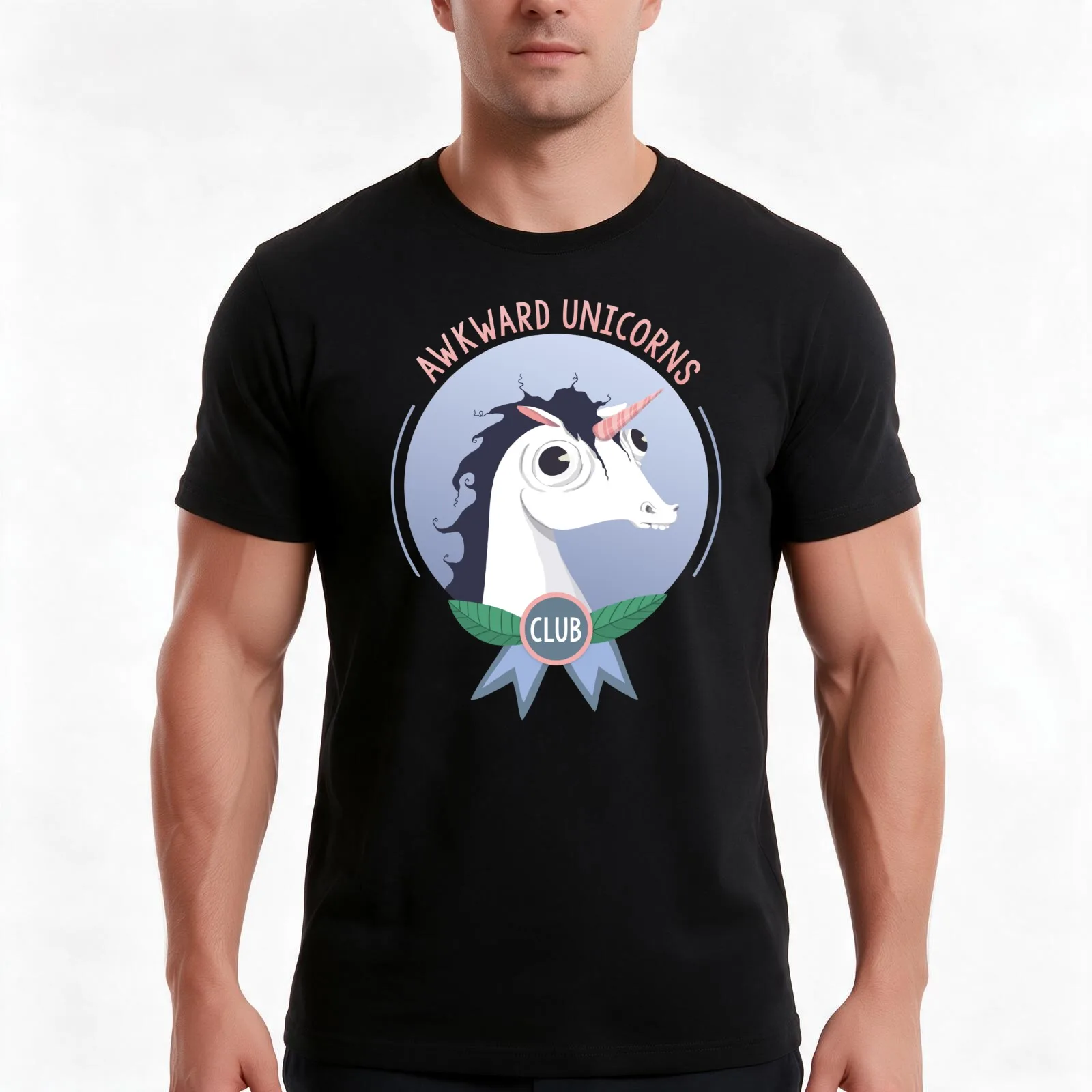 Awkward Unicorns Club T-Shirt, Summer Casual Cotton Tee, Oversized Streetwear Tops, Vintage Graphic Print, Unisex Men Women