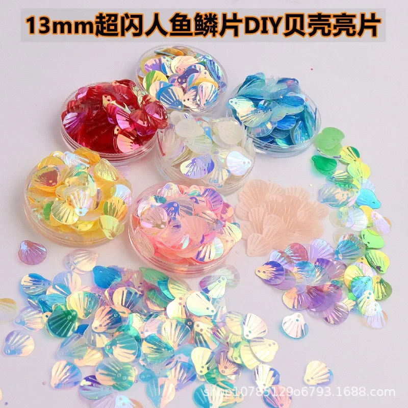 13mm golden transparent fish scale shell eye makeup sequins DIY handmade clothing bags, jewelry beads in stock