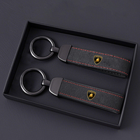 Car Suede Leather Keychain Ring Zinc Alloy Chain Keyring Rings  For Lamborghini Urus Huracan Aventador Premium Auto Accessories