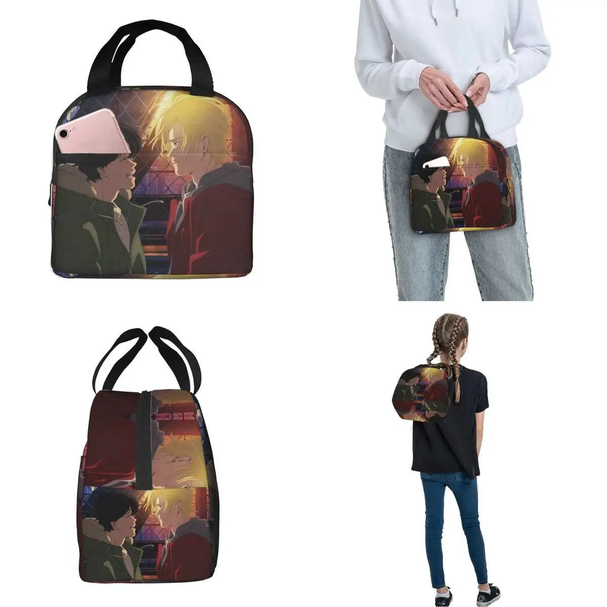 Banana Fish Anime Merch Insulated Lunch Bags For Work Food Storage Bag Reusable Cooler Thermal Lunch Boxes
