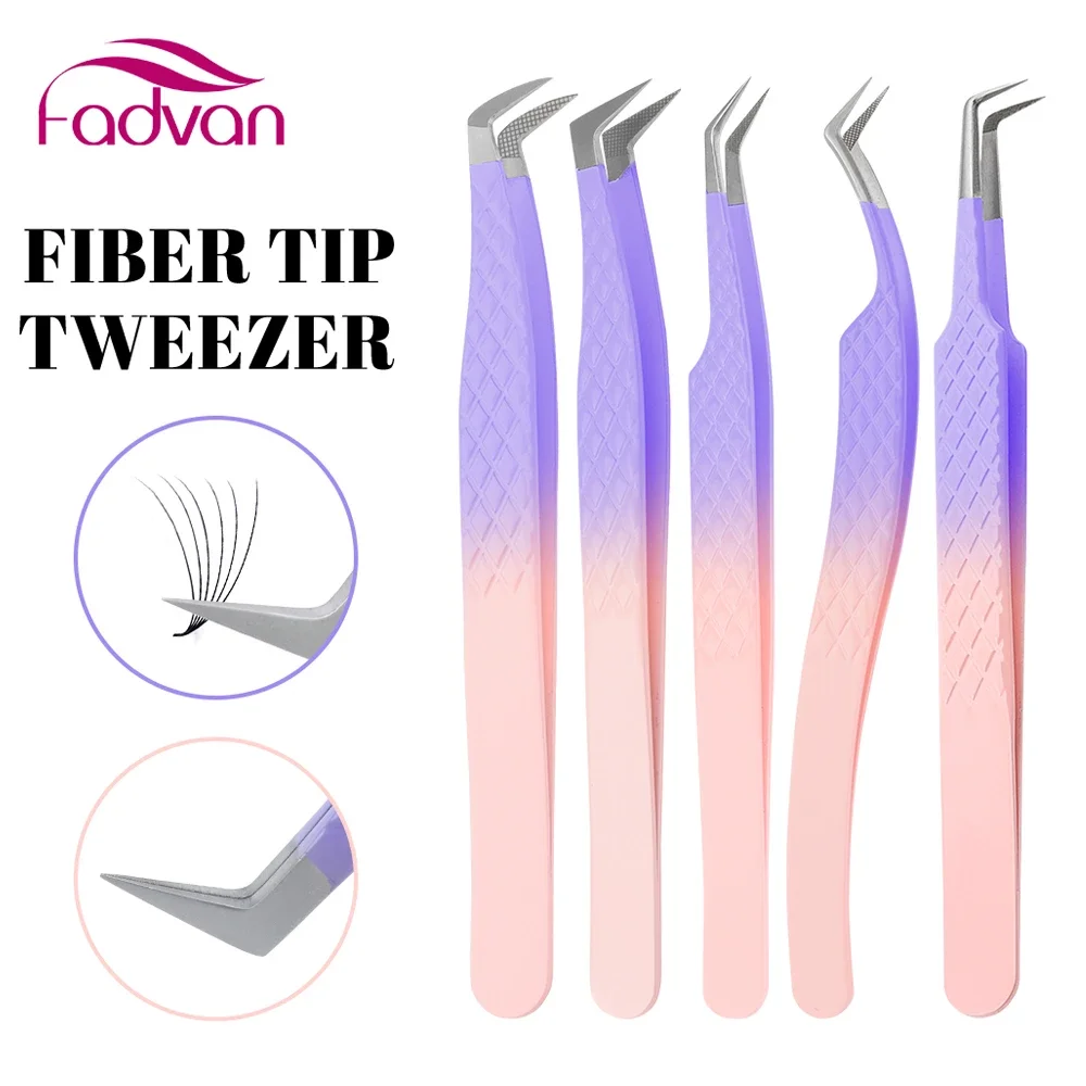

Tweezers Sliver Gradient Purple Stainless Steel High Precision Anti-Static Tweezers For Eyelash Extensions 1 Pcs