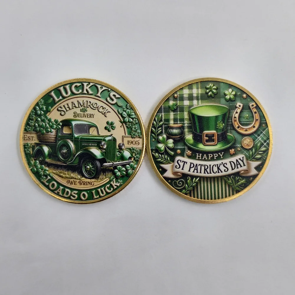 5/10pcs St Patrick's Day Lucky Coin Double-Sided Enamel Plated Shamrock Collectible Colorful Commemorative Coins For Gift