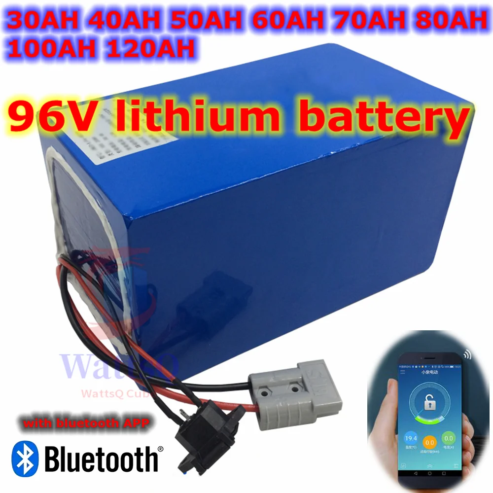 50Ah 96v 80Ah 100Ah 30Ah 40Ah lithium ion battery bluetooth BMS APP for 5000w motor robot scooter motorcycle AGV + Charger