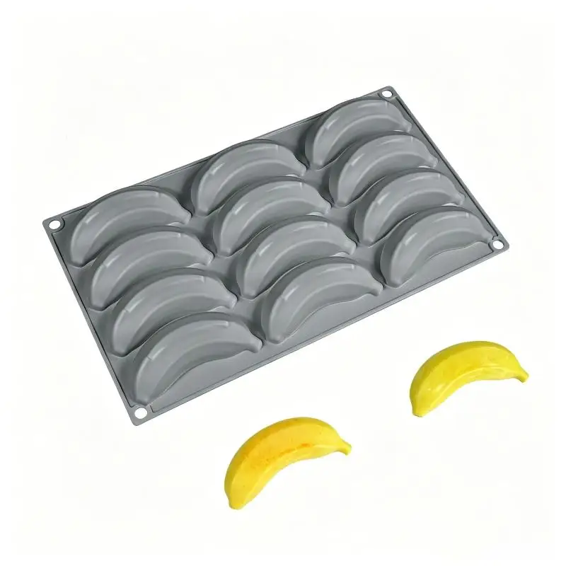 1Pcs 12 Holes Simulation Fruit French Dessert Mould Silicone Banana Mousse Cake Mold Ice Cream Jelly Pudding Baking Tools