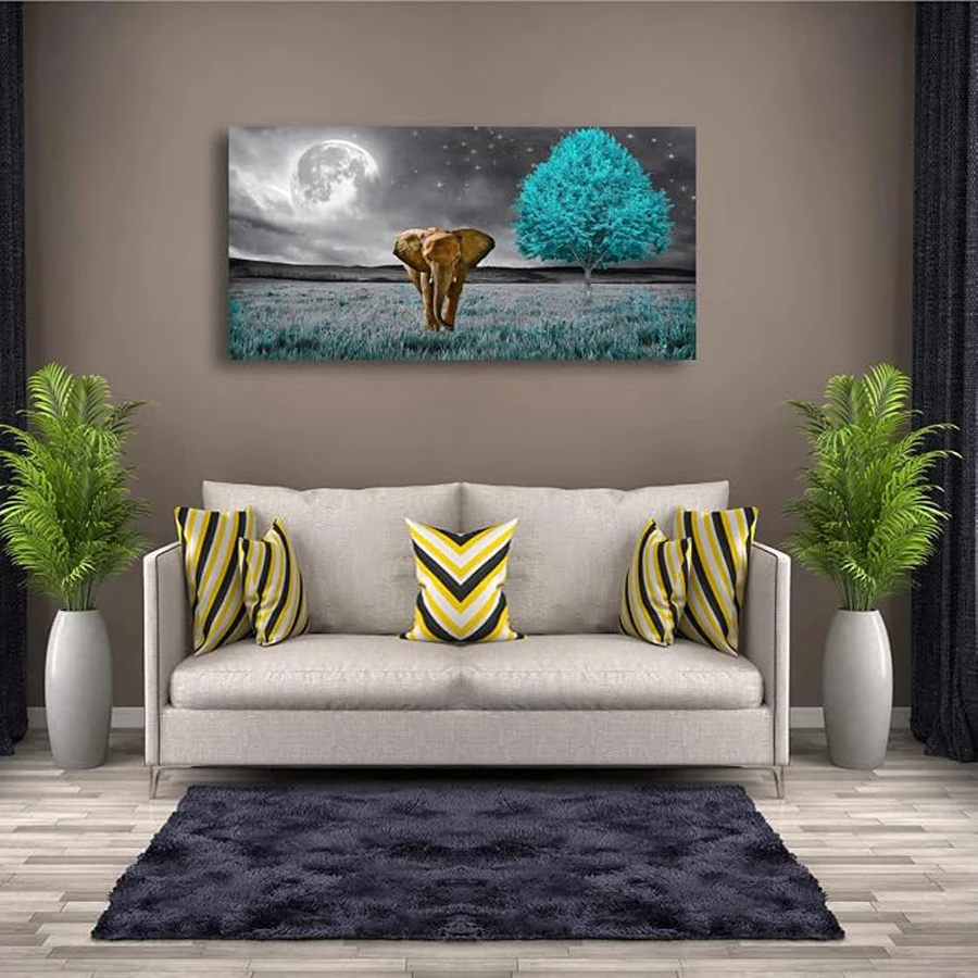 Diy Diamond Embroidery Moon Elephant Tree Scenery Large Size Diamonds Art Painting Animals Full Drill Jewelry Cross Stitch Kits