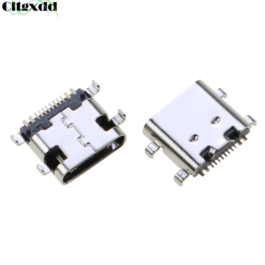 Cltgxdd 10Pcs USB-3.1 USB Connector Type C Horizontal Mid Mount 16P Female Sinking plate 1.1/L=7.96 For charger Adapter DIY Type