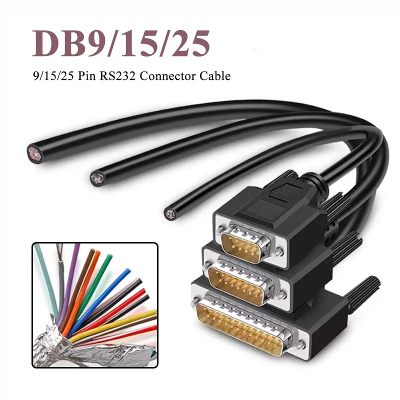 24AWG 9/15/25 Pin Connector Cable DB9 DB15 DB25 Soldering-free Signal Line Male Female RS232 Serial Port Plug Shielded Data Wire