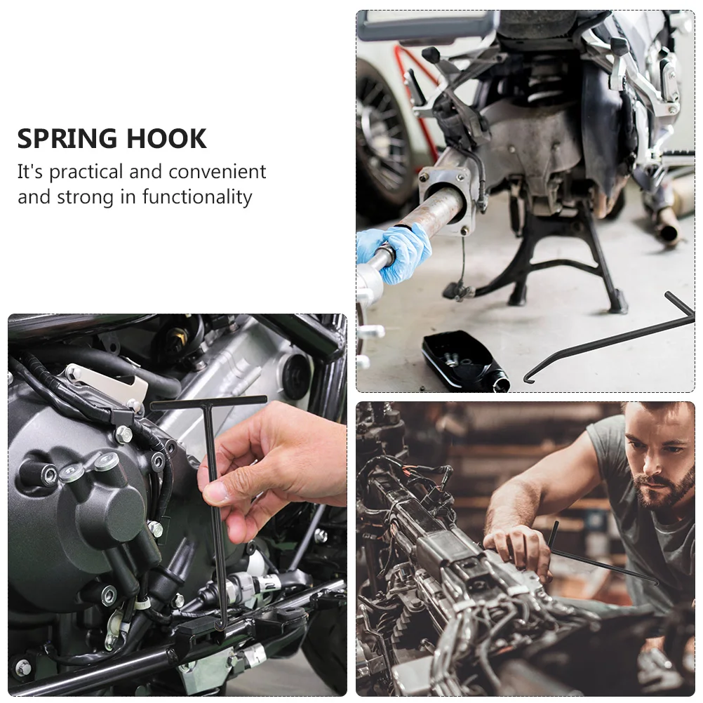 

2pcs Motorcycle Exhaust Hook T-Hook Heavy Duty Steel Puller Tool For Motorbike Exhaust Pipe Spring Installation Practical