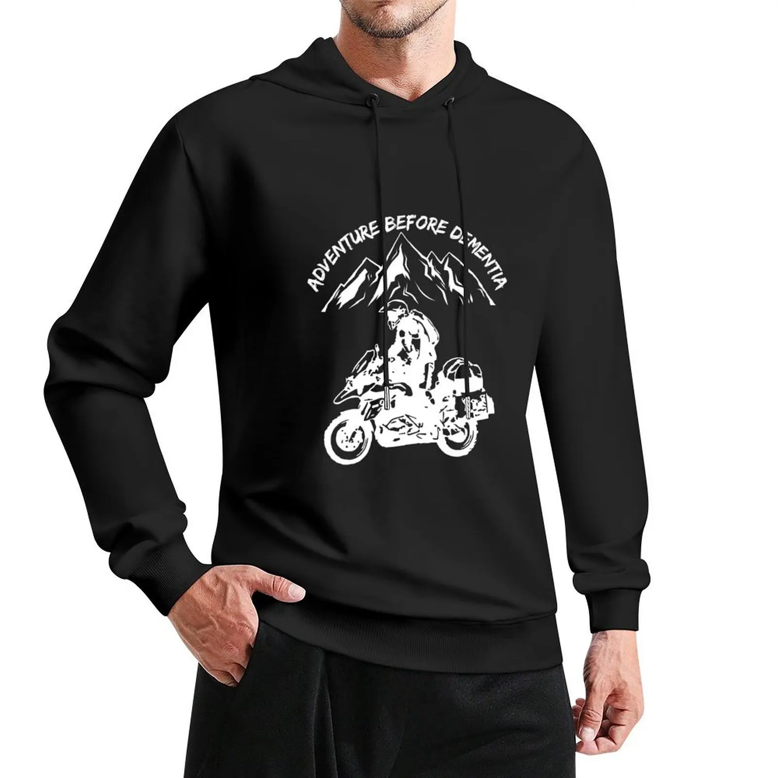 

Adventure Before Dementia Funny Mountain Adventure Motorcycle Pullover Hoodie men's clothing tracksuit