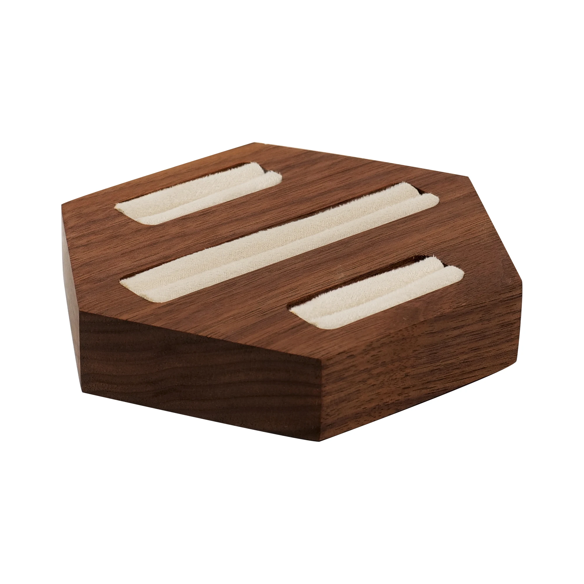 

YOYAI Stackable Hexagon Ring Holder Handcrafted Solid Black Walnut Jewelry Display Stand Organizer Wedding Rings Store Counter