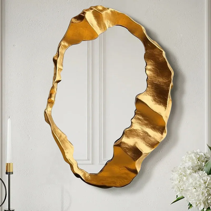 French vintage bathroom mirror, irregular makeup mirror for bathrooms, wall-mounted irregular decorative mirrors