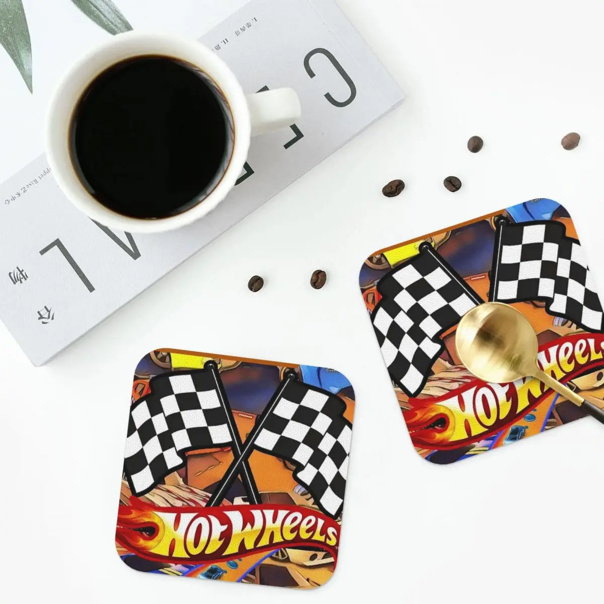 

Hot Wheels Race Подставки Кухонные салфетки Водонепроницаемые изоляционные коврики для чашек Кофейные коврики для декора Домашняя посуда Подушечки Набор из 4 шт.