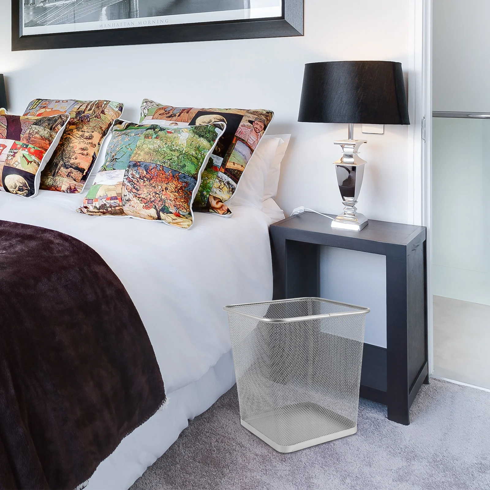 

Мусорное ведро для дома, 1 шт., с гладкой поверхностью, без угроз для рук, полая форма, современный стиль, корзина для хранения мусора