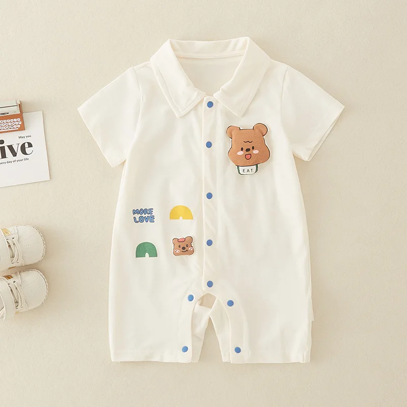 

Baby Clothes Summer Thin A-level Pure Cotton Men's Baby Short Sleeved Jumpsuit Bear Climbing Suit