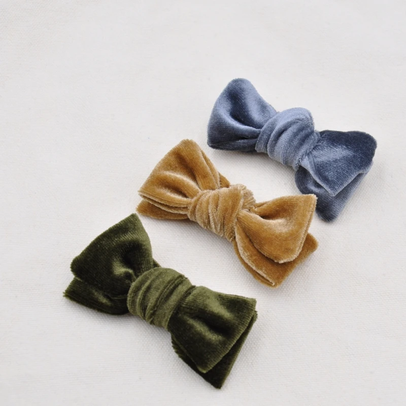 15Pcs/Lot  3Inch Velvet Baby Hair Bow Clips Bowknot Toddler Girl Barrette Infant Hair Accessory