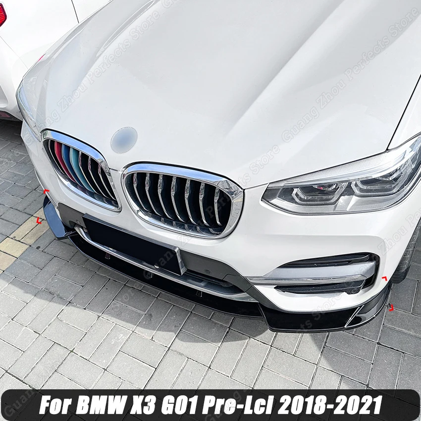 For BMW X3 G01 Pre-Lci 2018 2019 2020 2021 Modified Splitter Deflector Front Bumper Lip Guard Chin Tuning Body Kit Gloss Black