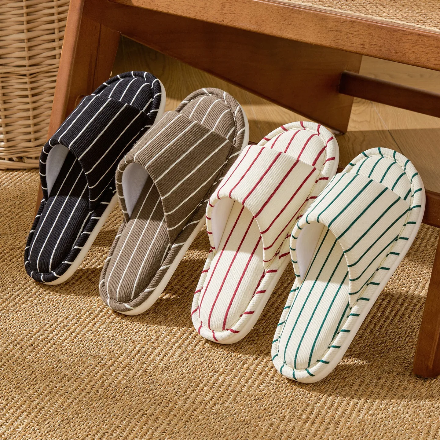 

Men Linen Cotton Slippers Non-Slip Floor Shoes Women Breathable Home Slippers Casual Flats Couples Indoor Bedroom Soft Slides