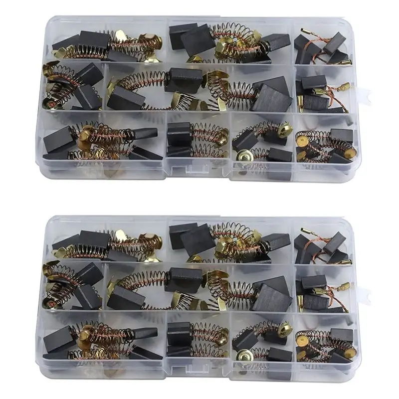 

Набор угольных щеток для электродвигателей ABGE - 80 штук, комплект для замены и ремонта с 10 размерами, подходит для ремонта электроинструментов.