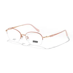 Pure Titanium Eyeglasses Women Glasses Designed Half Rim Red Spectacle Elegant Silver Green Color