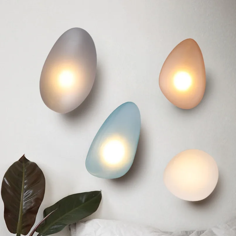 Nordic Colorful Wall Mounted Lamps for Hallway Aisel Background Decoration Sconce Light Fixtures Restaurant Glass Decor Lighting