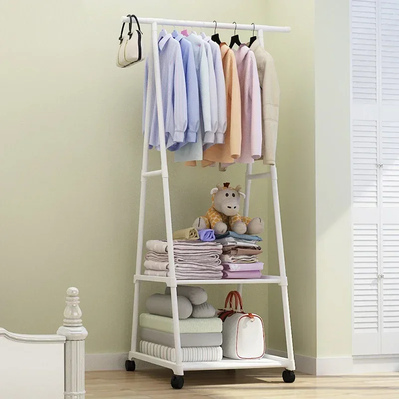 Triangular Clothes Rack with Pulley Space-Saving Bedroom Coat Stand Floor Hanging Clothe Rack for Hallway Easy Mobility