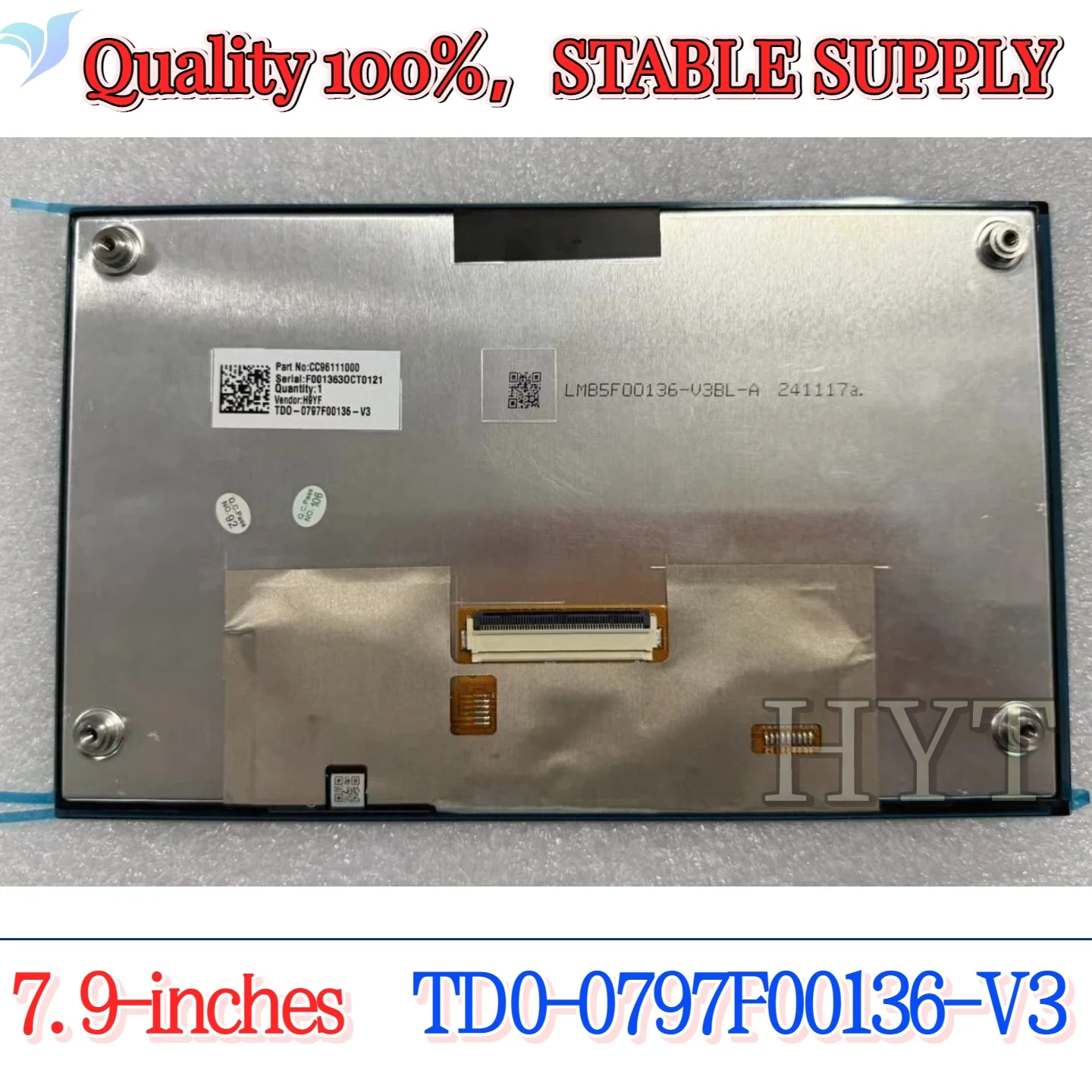Original Lcd Screen Td0-0797F00136-V3 7.9inch Td0-0797F00136-V2, Td0-0797F00136-V6 with Complete Interfaces, Suitable for Replacement of the Central Control Screen in Modern Hyundai and Kia Models