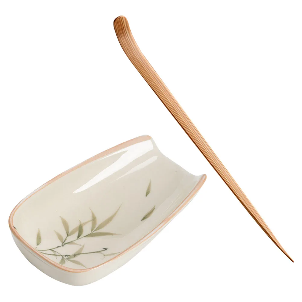 

1 set Ceramic Wood Tea Scoop For Loose Leaf Tea, Portable Coffee Bean Spoon, Multi-Function Dosing Cup, Reusable Tea