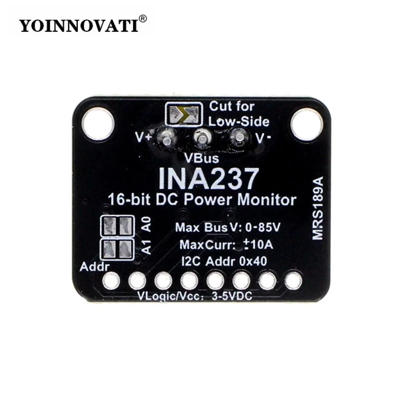 INA237 85V 10A 16-Bit High Accuracy Current & Power Monitoring Module I2C, Compatible with STEMMA QT / Qwiic Connectors