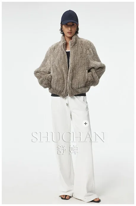2026 Autumn Winter Jacket Women's Pure Hand-woven Imported Velvet Mink, Short Stand-up Collar Fur Jacket Women