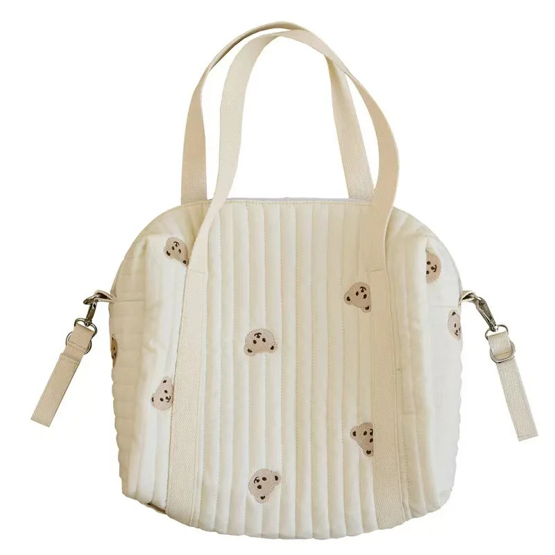 Newborn Gear Baby Care Diaper Bag Mummy Shoulder Bag Embroidery Quilted Stroller Diaper Storage Organizer Large Handbags