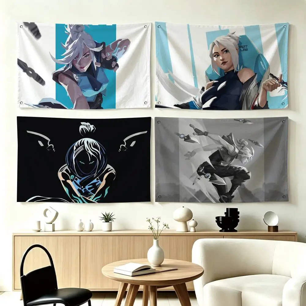 Game Valorants Jeff Flags for Bedrooms Home Decor Items Outdoor Decors Garage Decoration Flaga
