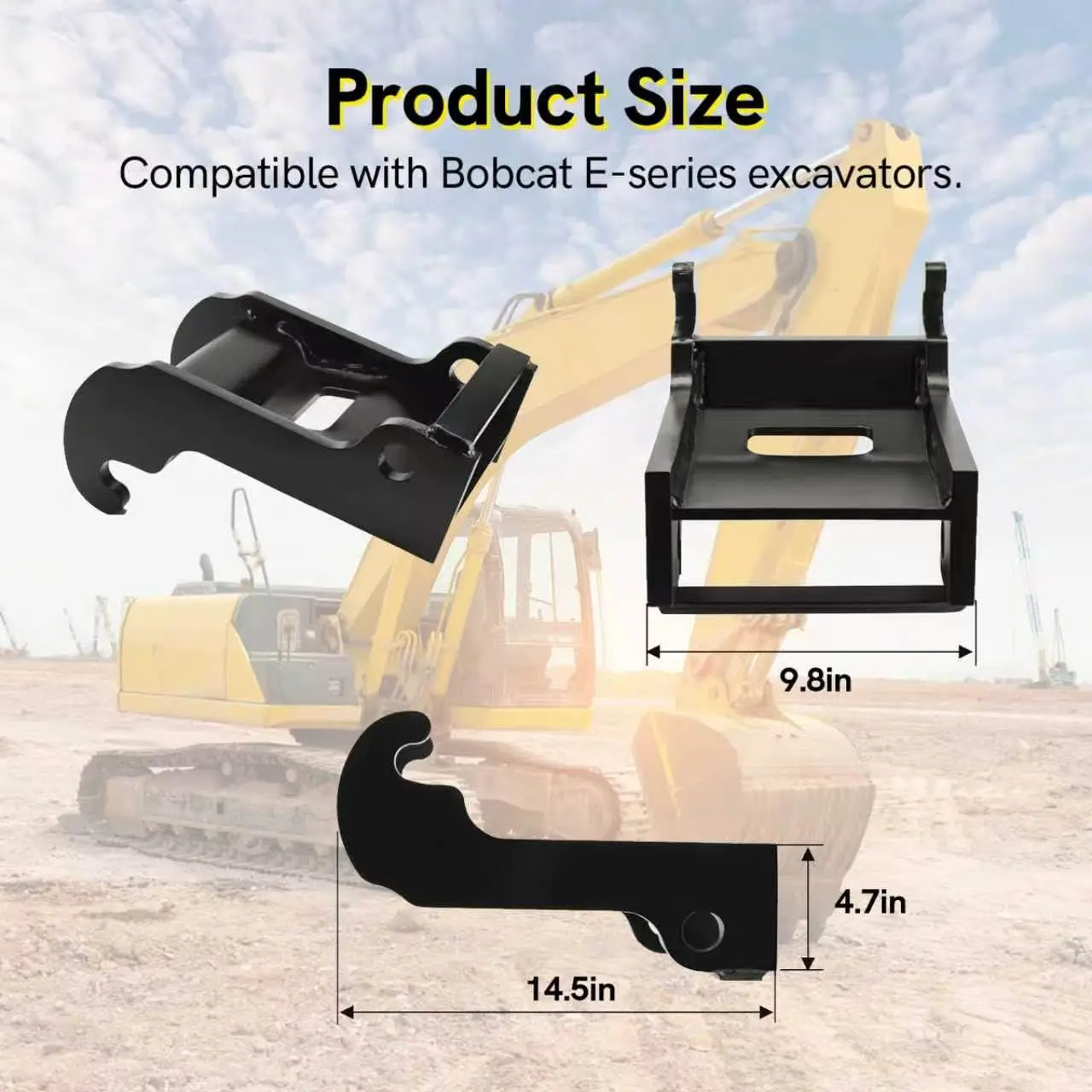 X-Change Coupler Bracket for Bobcat Mini Excavator Attachments, Quick Attach Bucket Mount, Black Hardened Steel, Durable and Cor