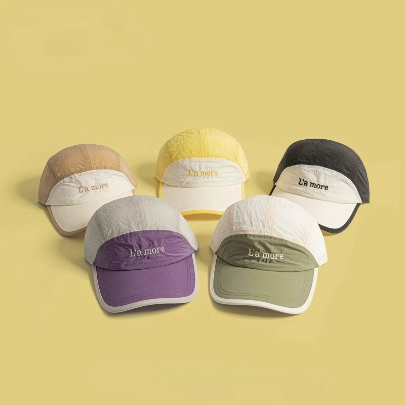 Outdoor Patchwork Baseball Caps Women Breathable Mesh Side Panels Adjustable Baseball Hat Hiking Travel Hat