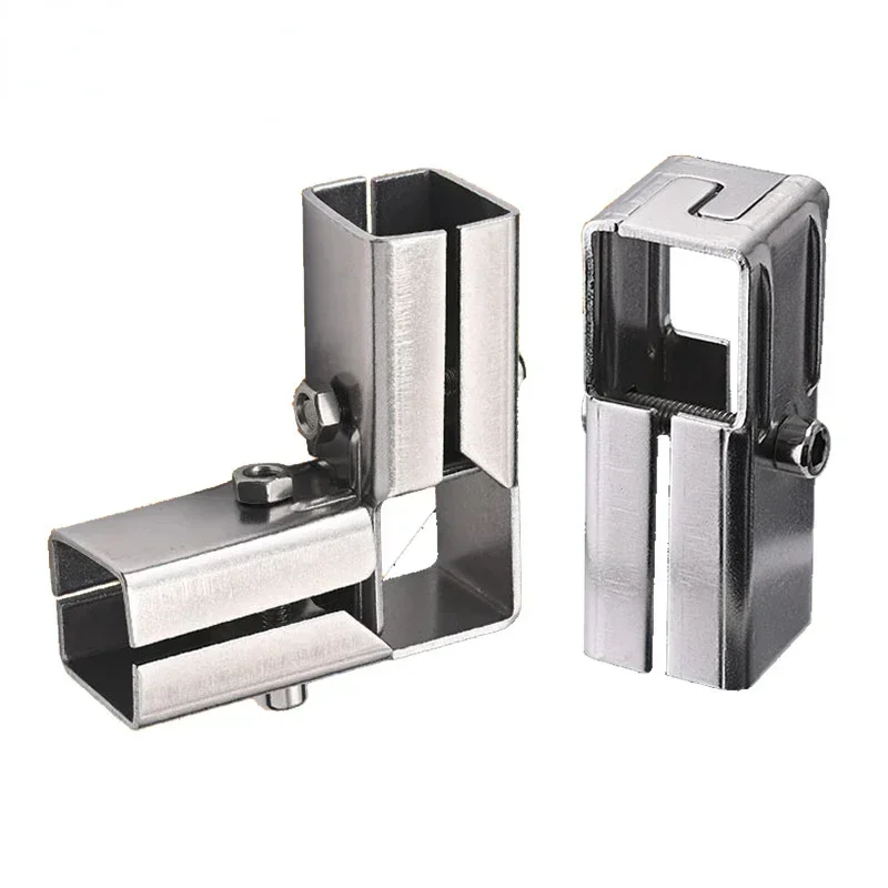 1/4/8pcs Stainless Steel Square Tube Connector for 25X25mm 20x20mm Square Tube/ Pipe Flange, Clothes Rack / Cabinet Frame Access