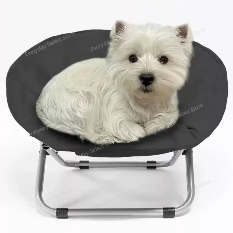 Portable Foldable Pet Moon‑Chair, Outdoor Elevated Bed with Adjustable‑Height & Thick Warm Seat‑Cover for Cat & Dog