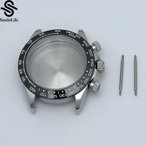 SmileLife 39mm VK63 Silver/Black/Gold Watch Case Sapphire Glass Ceramic/Steel Bezel Fit VK63 Quartz Movement Watch Accessories - Image 2