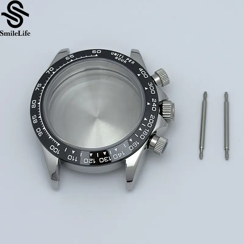SmileLife 39mm VK63 Silver/Black/Gold Watch Case Sapphire Glass Ceramic/Steel Bezel Fit VK63 Quartz Movement Watch Accessories - Image 2