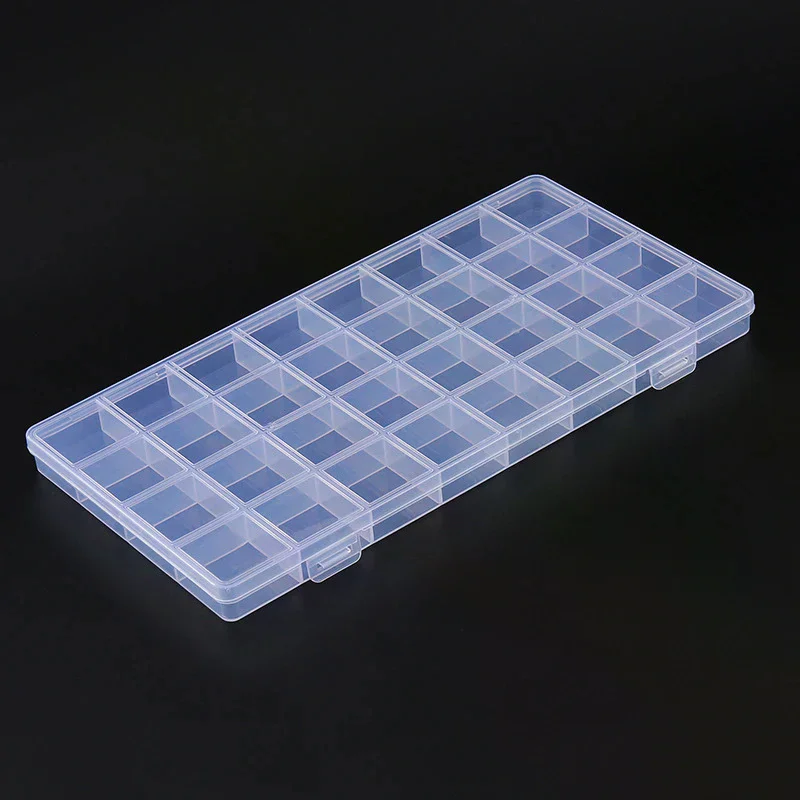 

32 Grid Compartment Plastic Transparent Storage Box Jewelry Earring Bead Screw Holder Case Display Organizer Container