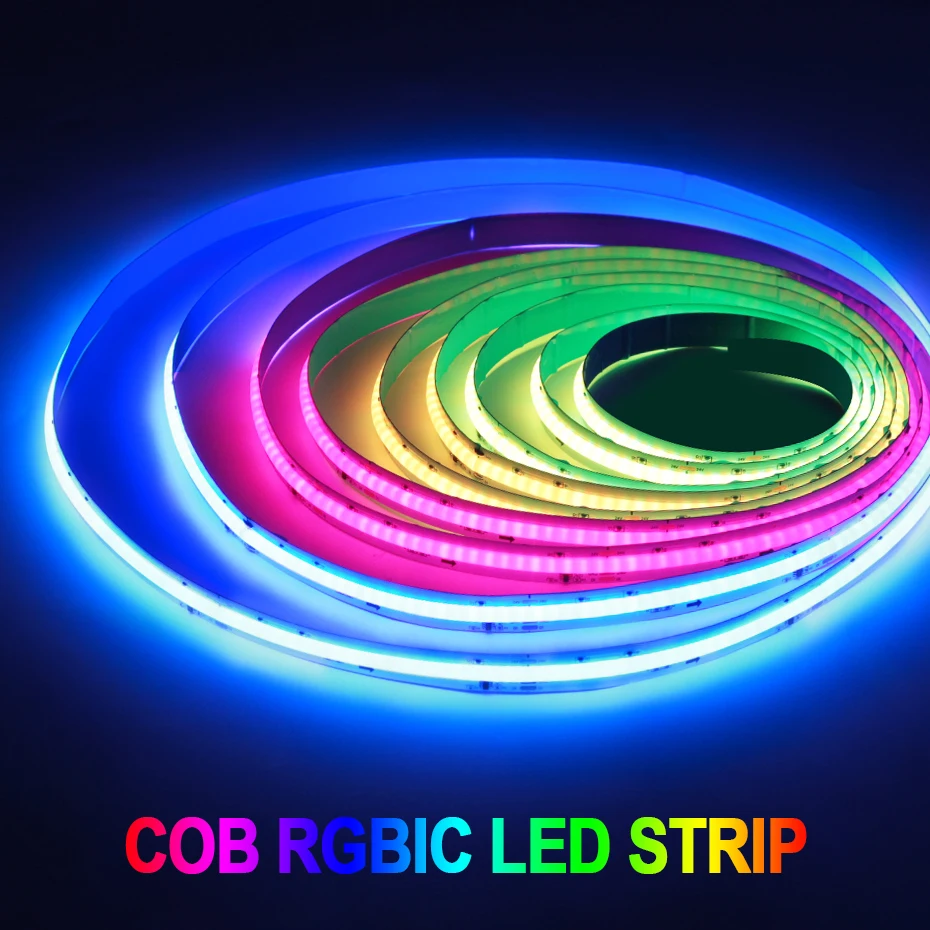 

DC 24V RGBIC COB LED Strip Lights Addressable 5M 720 LEDs/m Full Colors RGB Chasing Led Tape Flexible Lamp 12mm PCB High Density