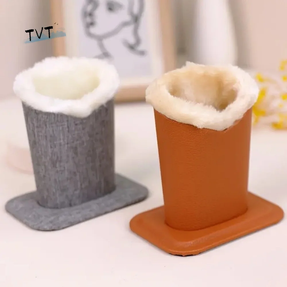 

PU Leather Plush Eyeglass Holder Large Capacity Soft Plush Lining Eyeglass Stand Display Save Space Brush Pot Pen Holder