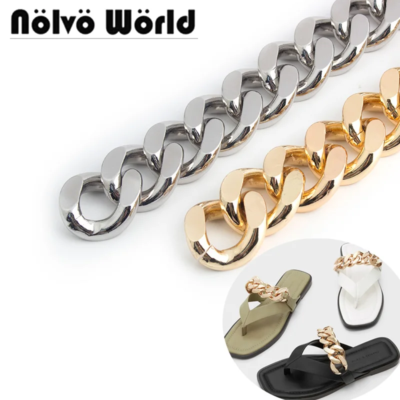 Nolvo World 1-3 meters 8 mm thick 30 mm width Gold/Silver purse strap for cross body bag woman aluminum chain