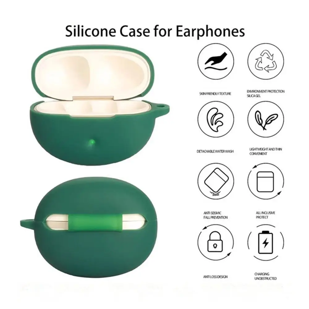 Anti-fall Earphone Case with Keyring Dustproof Earbuds Cover Anti Scratch Silicone for QCY MeloBuds N20 view 2