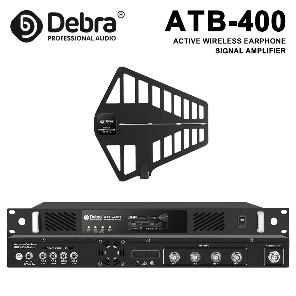 

Debra ATB-400 Wireless In-Ear Monitor Signal Amplifier, with a signal range up to 200 meters, designed for stage performances.